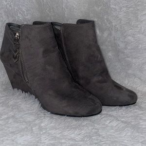 Brand new gray BCBG heeled booties!